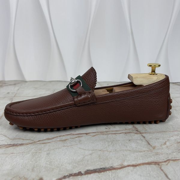Web Horsebit Driving Moccasin Brown Grain Leather