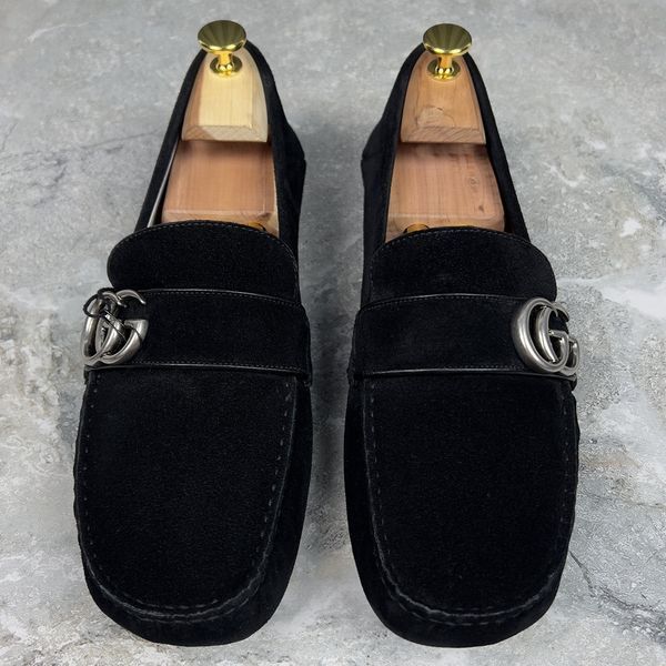 Marmont Double GG Driving Moccasin Black Suede