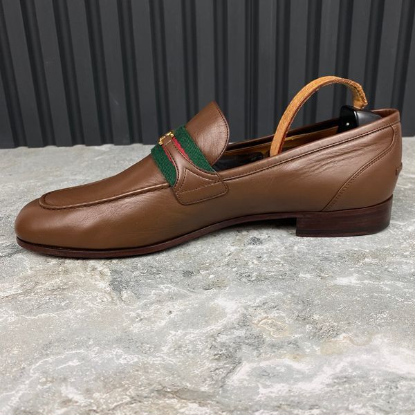Ha Ha Ha Interlocking G Loafers Brown Leather