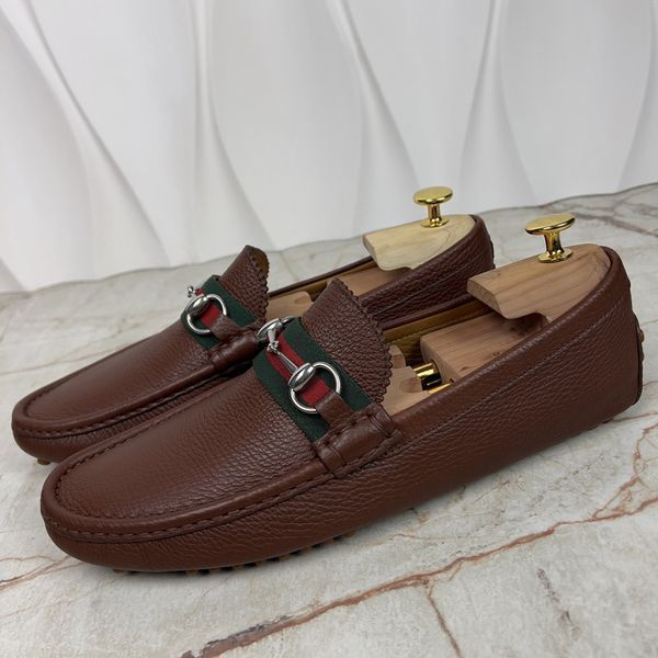 Web Horsebit Driving Moccasin Brown Grain Leather