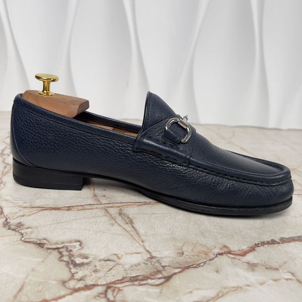 Gucci 1955 Horsebit лофери сині наві замшеві 3576 фото