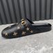 River Horsebit Bees Stars Embroidered Mules Black Leather