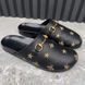 River Horsebit Bees Stars Embroidered Mules Black Leather