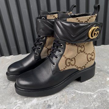 Marmont Maxi GG Monogram Canvas черевики чорні шкіряні 4143 фото
