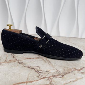 Lexington Loafer Perforated Blue Suede