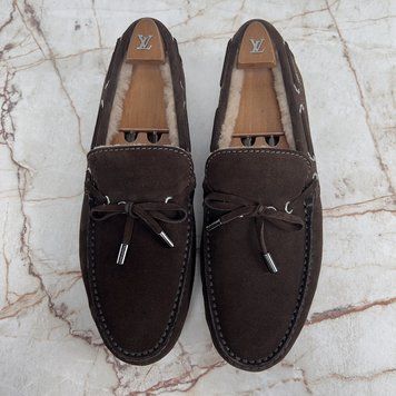 Louis Vuitton Arizona Moccasins Brown Fur Suede