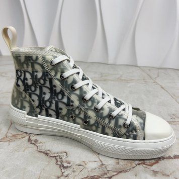 Dior B 23 Oblique Logo High Top Sneakers White Mesh