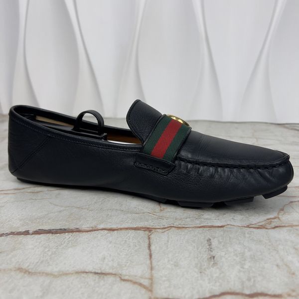 Marmont GG Web Driving Moccasin Black Leather