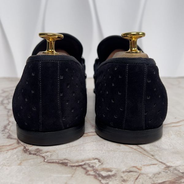 Lexington Loafer Perforated Blue Suede