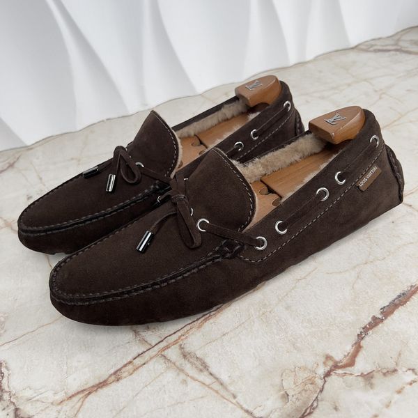 Louis Vuitton Arizona Moccasins Brown Fur Suede