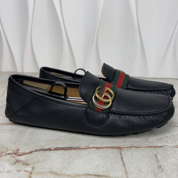 Marmont GG Web Driving Moccasin Black Leather