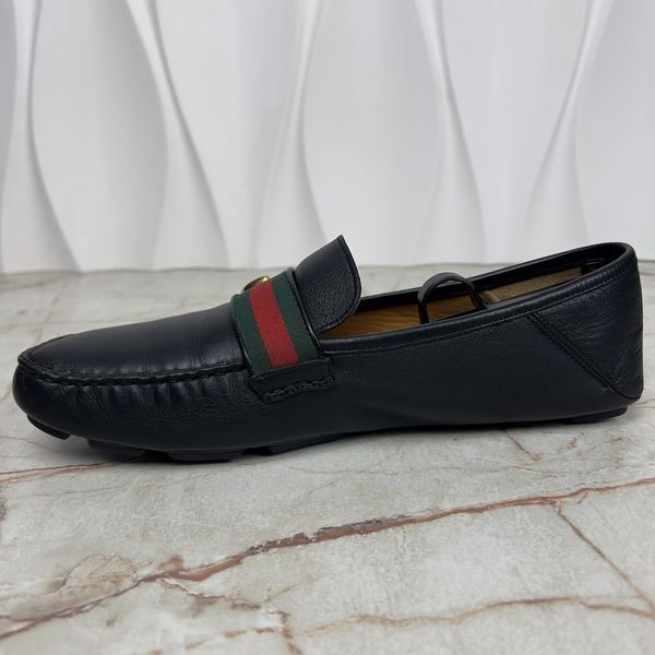 Marmont GG Web Driving Moccasin Black Leather