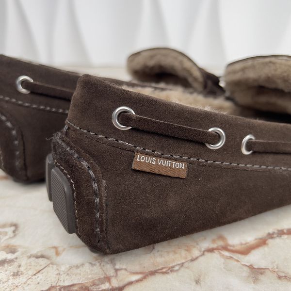 Louis Vuitton Arizona Moccasins Brown Fur Suede