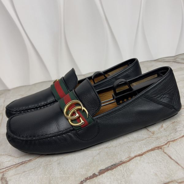 Marmont GG Web Driving Moccasin Black Leather