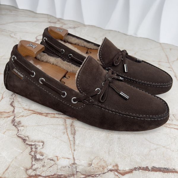 Louis Vuitton Arizona Moccasins Brown Fur Suede