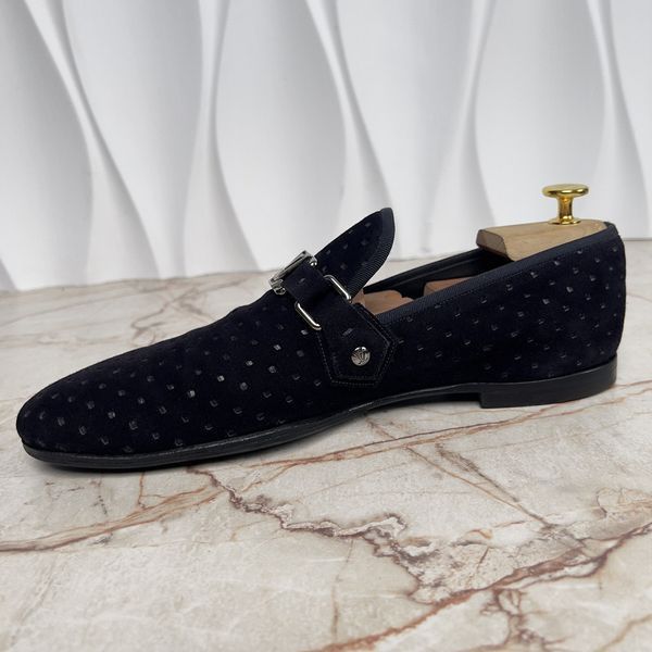 Lexington Loafer Perforated Blue Suede