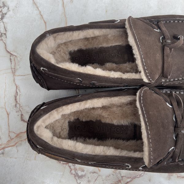 Louis Vuitton Arizona Moccasins Brown Fur Suede