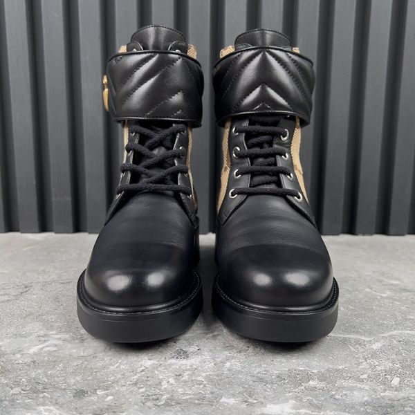 Marmont Maxi GG Monogram Canvas Ankle Boots Black Leather