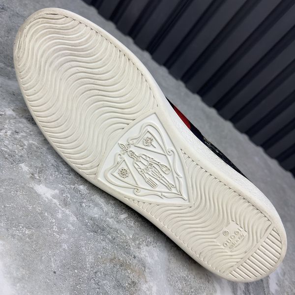 Ace Web GG Supreme Monogram Tiger Canvas Gray Leather