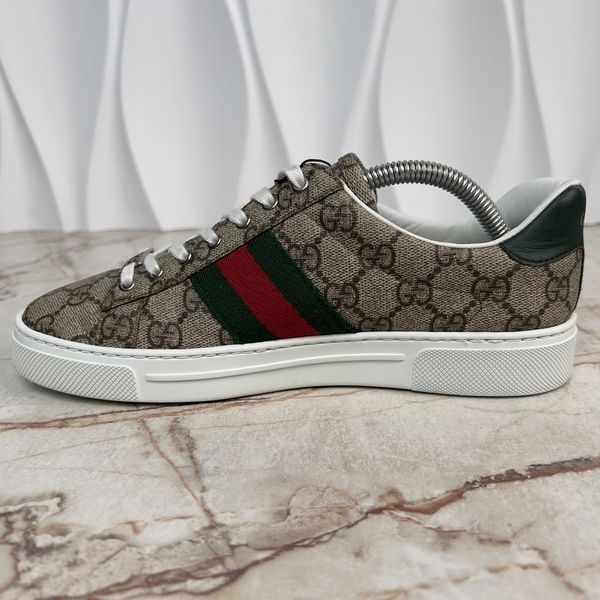 ACE Web Sneakers Beige Ebony Supreme Canvas Leather