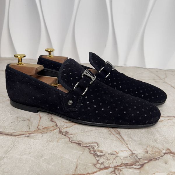 Lexington Loafer Perforated Blue Suede