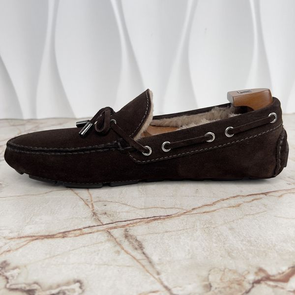 Louis Vuitton Arizona Moccasins Brown Fur Suede