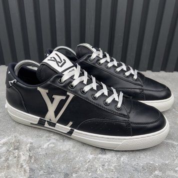 Charlie LV Logo Sneakers Black Leather