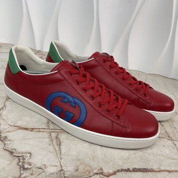Ace Interlocking Low-top Sneakers Red Leather