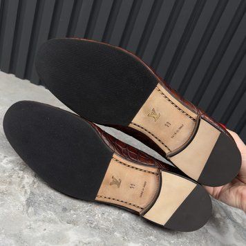 Derby Alligator Crocodile Brown Leather