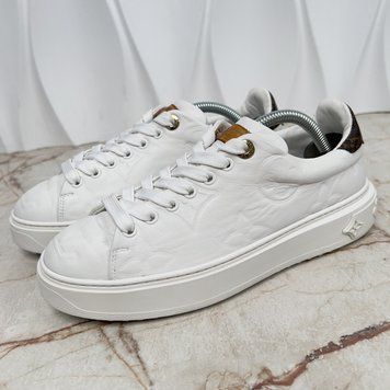Time Out Sneakers Monogram Embossed White Leather