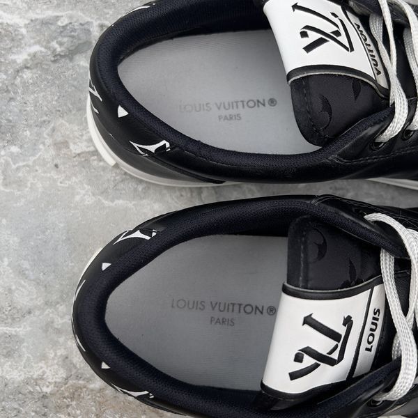 Charlie LV Logo Sneakers Black Leather
