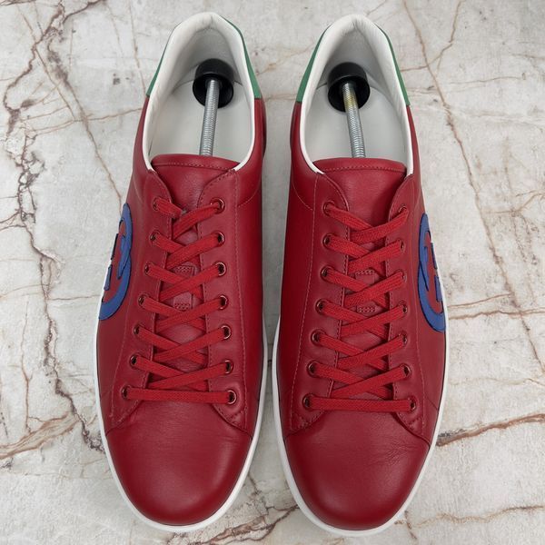 Ace Interlocking Low-top Sneakers Red Leather