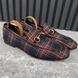 Jordaan Horsebit Loafers Plaid Blue Fabric