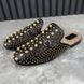 Princetown Horsebit Mules Pearl Studded Black Leather