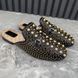 Princetown Horsebit Mules Pearl Studded Black Leather