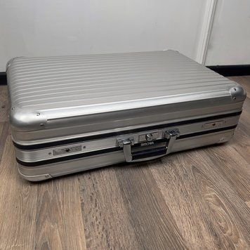 Rimowa Topas Classic Suitcase Gray Aluminum Leather Trim