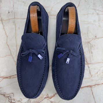 LV Driver Moccasins Monogram Blue Suede