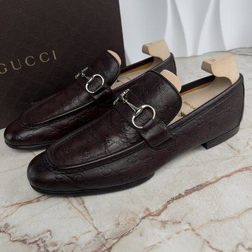 Tom Ford Era Horsebit Loafers GG Guccissima Embossed Brown Leather