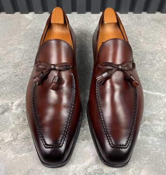 Loafers Brown Leather Tasseled