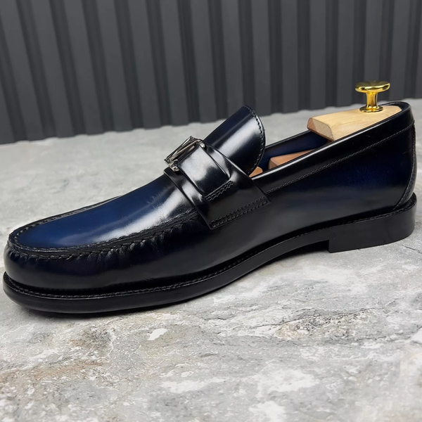 Major Loafers Patina Blue Glazed Leather