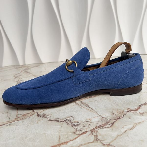 Jordaan Horsebit Flat Loafer Blue Suede