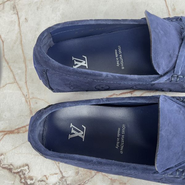 LV Driver Monogram мокасини сині замшеві 3827 фото