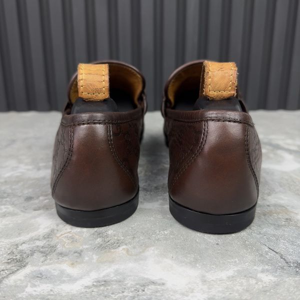 Tom Ford Era Loafers GG Monogram Embossed Brown Leather