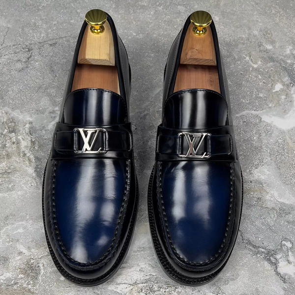 Major Loafers Patina Blue Glazed Leather
