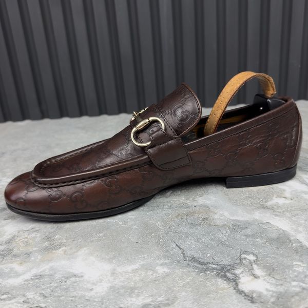 Tom Ford Era Loafers GG Monogram Embossed Brown Leather