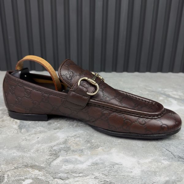 Tom Ford Era Loafers GG Monogram Embossed Brown Leather