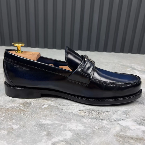 Major Loafers Patina Blue Glazed Leather