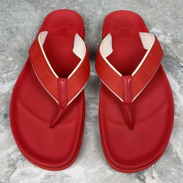 Waterfront Sandals Damier Flip-Flop Red Rubber