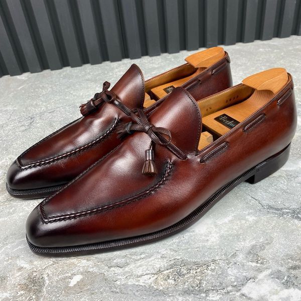 Loafers Brown Leather Tasseled