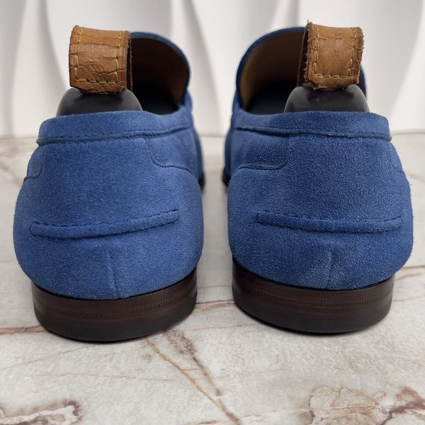 Jordaan Horsebit Flat Loafer Blue Suede
